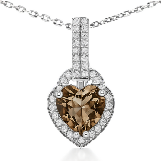 Natural Brown Quartz Sterling Silver Pendant Necklace