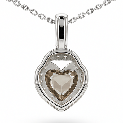 Natural Brown Quartz Sterling Silver Pendant Necklace