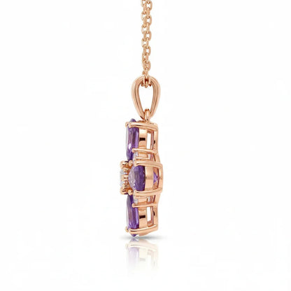 Natural Amethyst Dainty Four Clover Necklace
