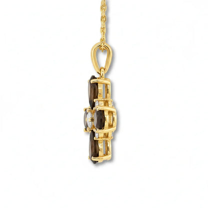 Natural Smoky Quartz Dainty Four Clover Necklace