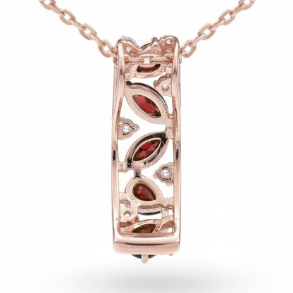 Natural Garnet Vertical Drop Pendant Necklace