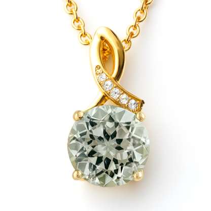 Natural Green Amethyst Pendant Necklace