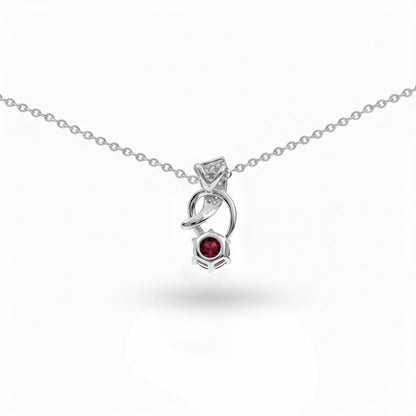 Natural Red Garnet Silver Trendy Necklace