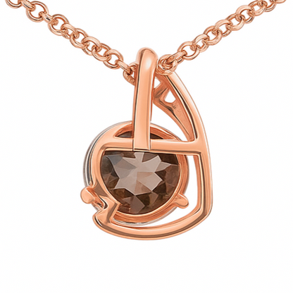 Natural Smoky Quartz trendy Silver Necklace