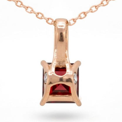 Natural Princess Garnet Sterling Silver Pendant Necklace