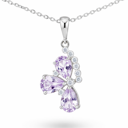 Natural Pear Amethyst  Birthstone Pendant Necklaces