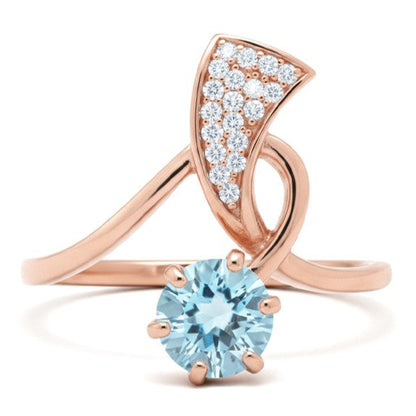 Natural Sky Blue Topaz Sterling Silver Bypass Ring