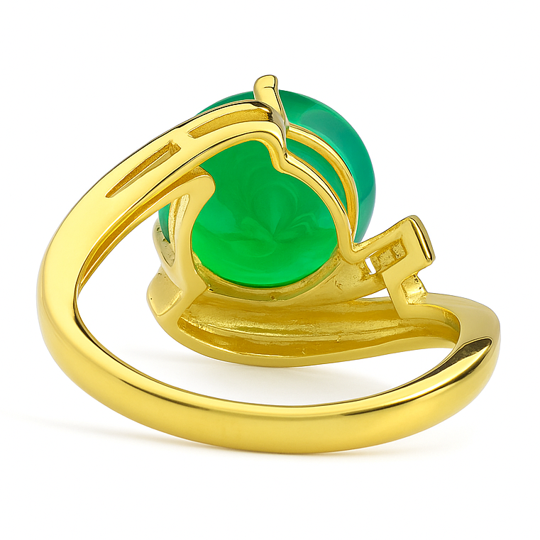 Natural Green Agate Sterling Silver Bypass Ring