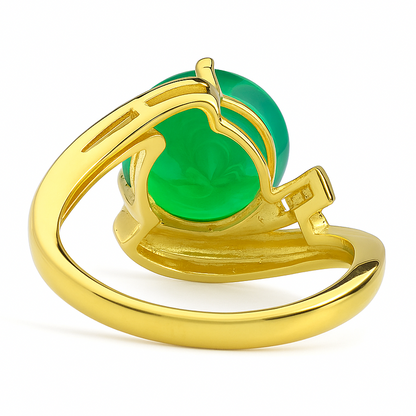 Natural Green Agate Sterling Silver Bypass Ring