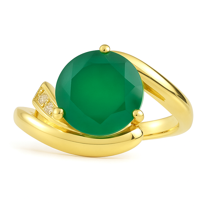 Natural Green Agate Sterling Silver Bypass Ring