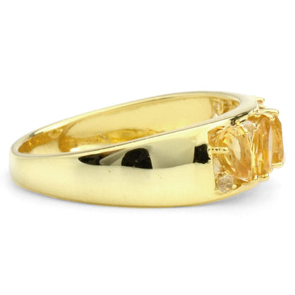 0.56 Ct Marquise and Pear Yellow Citrine and White Topaz Prong Silver Leaf Band Ring