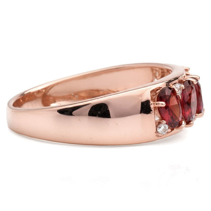 1.16 Ct Marquise and Pear Red Garnet and White Topaz Prong Silver Leaf Band Ring