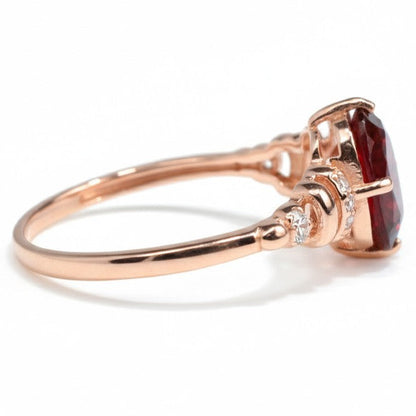 1.39 Ct Octagon Red Garnet Prong Silver Statement Ring