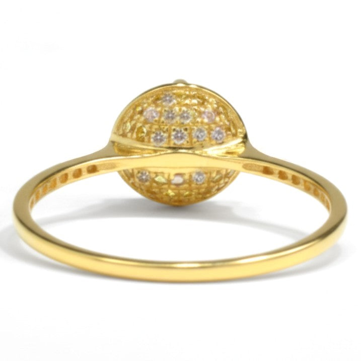 0.92 Ct Round Yellow Citrine and White Topaz Prong Silver Solitaire Ring