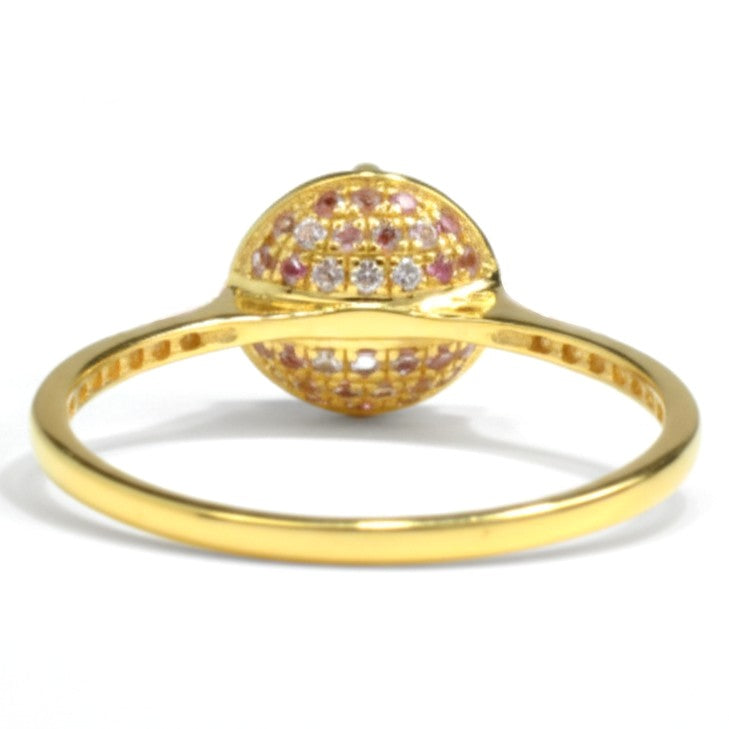 0.72 Ct Round Red Garnet and White Topaz Prong Silver Pave Ring