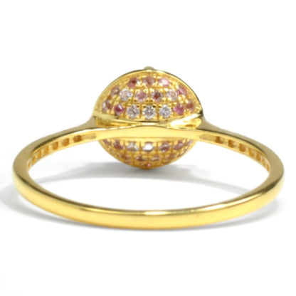 0.72 Ct Round Red Garnet and White Topaz Prong Silver Pave Ring
