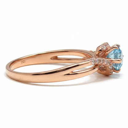 Natural Sky Blue Topaz Stone Bypass Ring Silver
