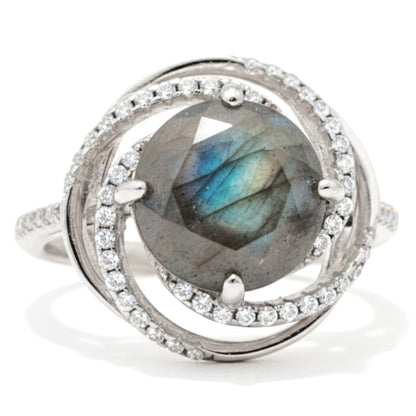 Natural Labradorite 925 Sterling Silver Statement Ring