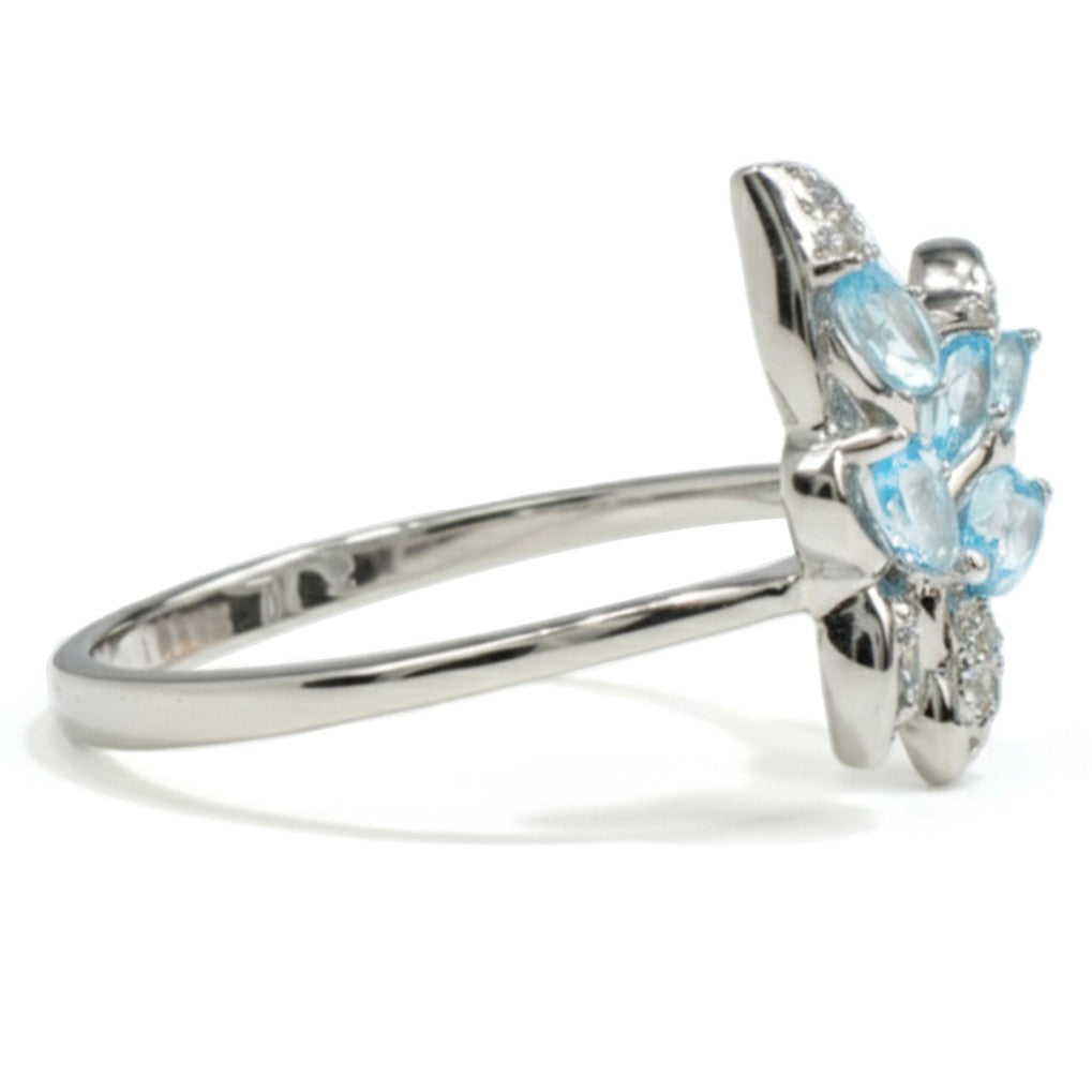 Natural Sky Blue Topaz Butterfly Ring Silver