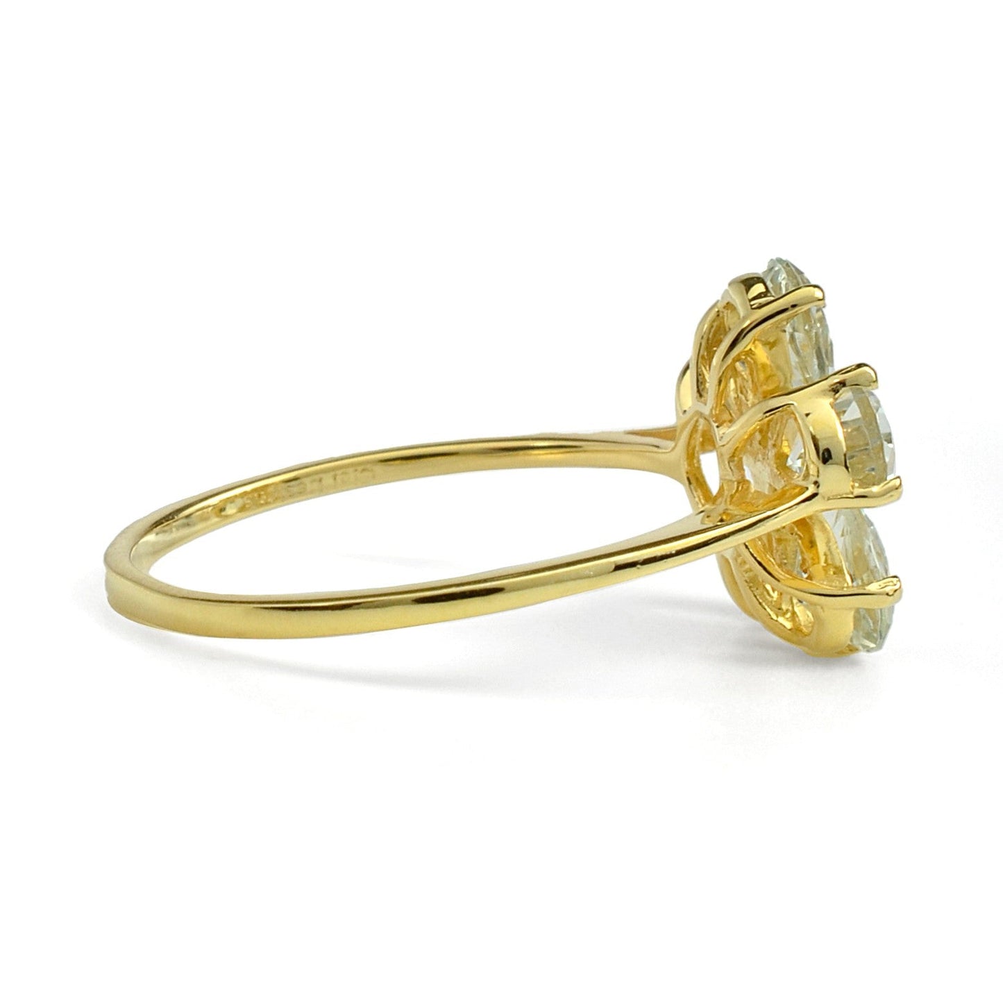 1.40 Ct Pear Green Amethyst Prong Silver Flower Ring