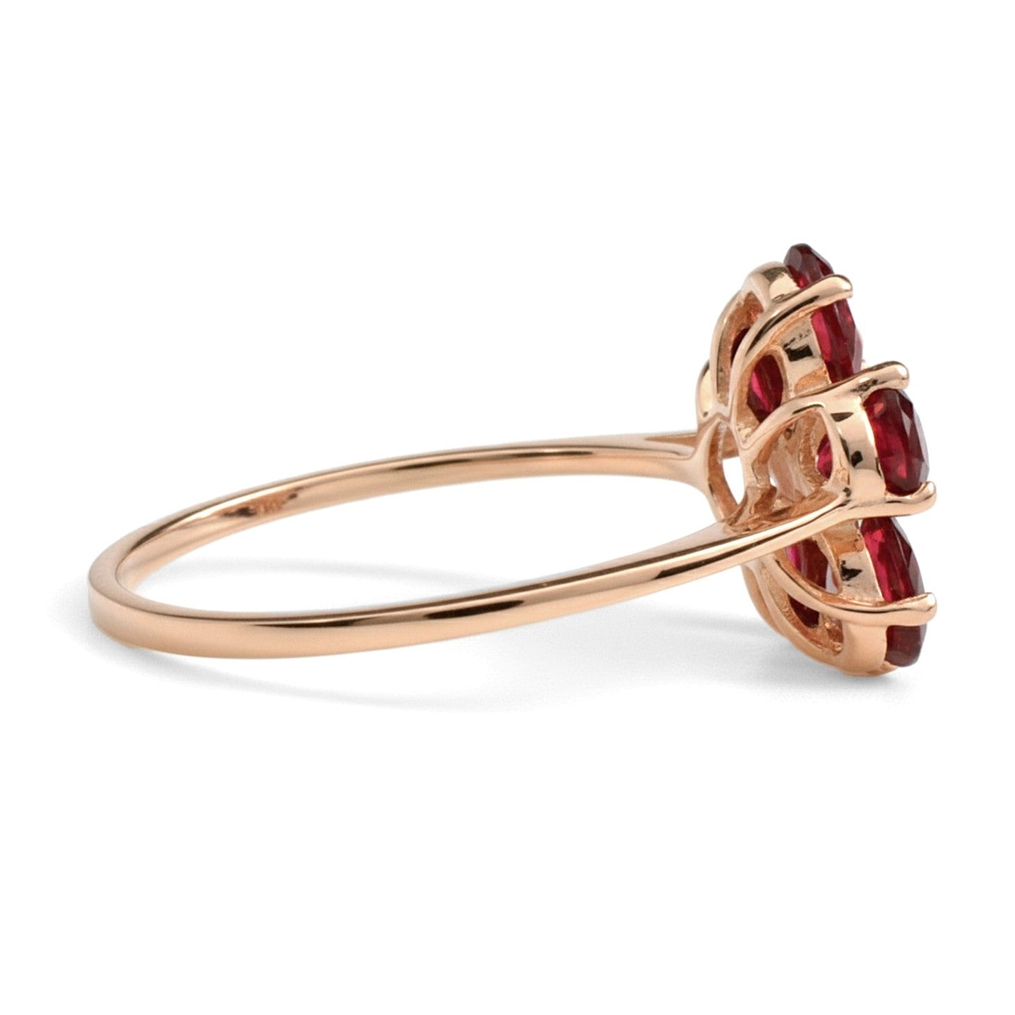 2.15 Ct Pear Red Garnet Prong Silver Flower Ring