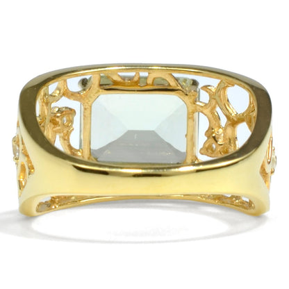 2.4 Ct Octagon Green Amethyst Prong Silver Filigree Band Ring