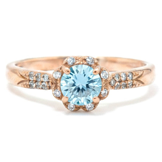 Round Natural Sky Blue Topaz Gemstone Silver Ring