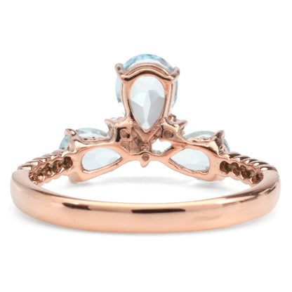 Natural Sky Blue Topaz 3 Stone Silver Ring