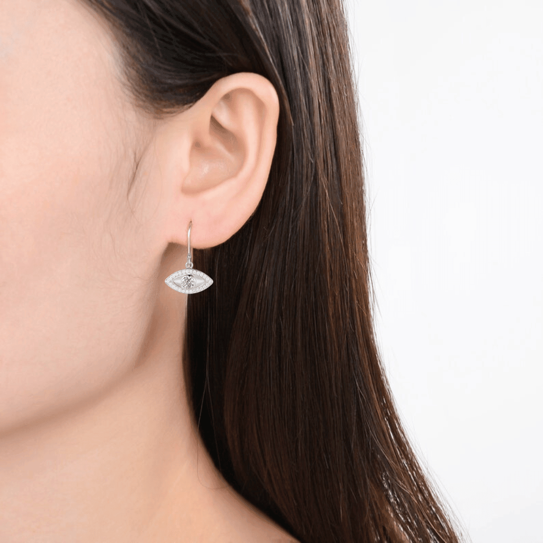 White Topaz Evil Eye Earrings