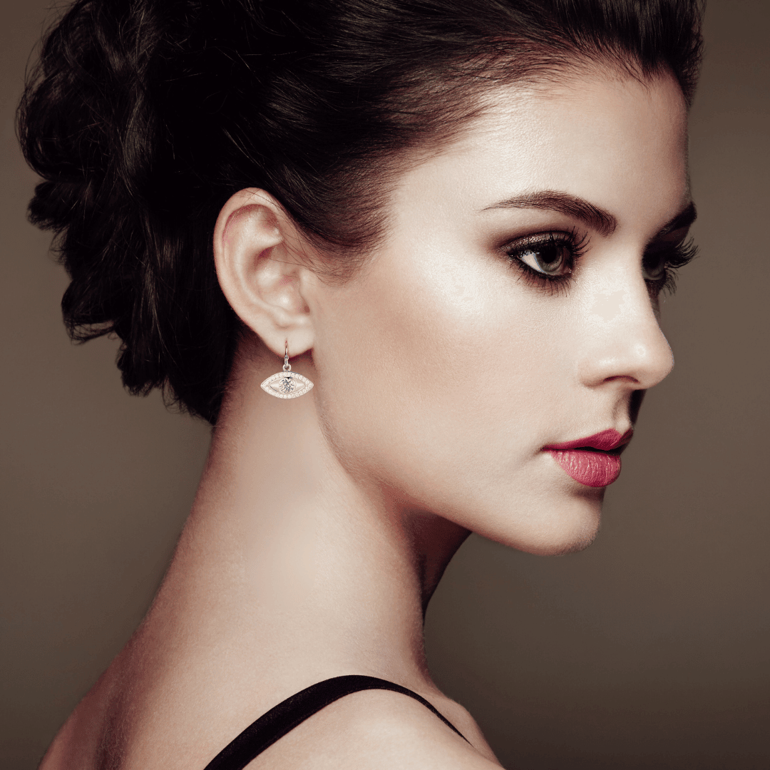 White Topaz Evil Eye Earrings