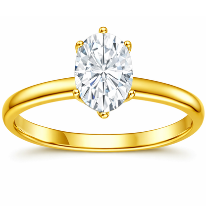 22K Gold Vermeil Moissanite Solitaire Ring