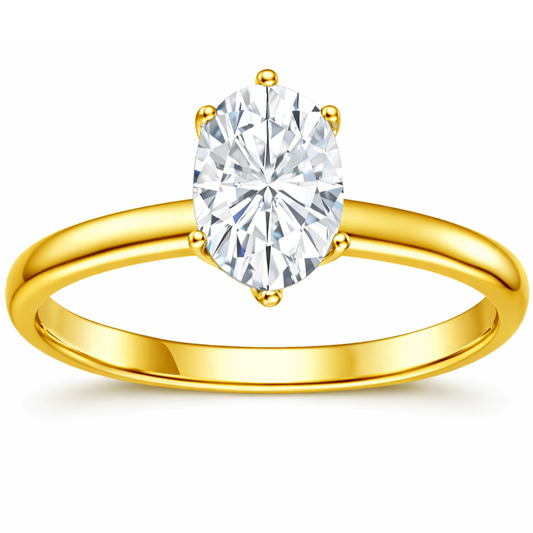 22K Gold Vermeil Moissanite Solitaire Ring