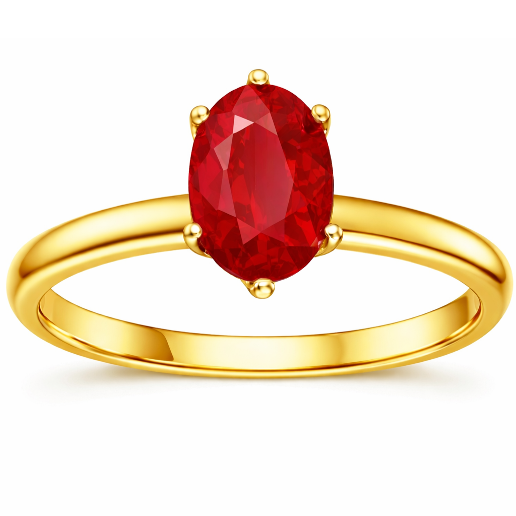 1 Ct. Oval Orange Spessartite Garnet Prong 22k Gold Solitaire Ring