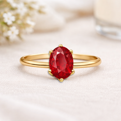 1 Ct. Oval Orange Spessartite Garnet Prong 22k Gold Solitaire Ring