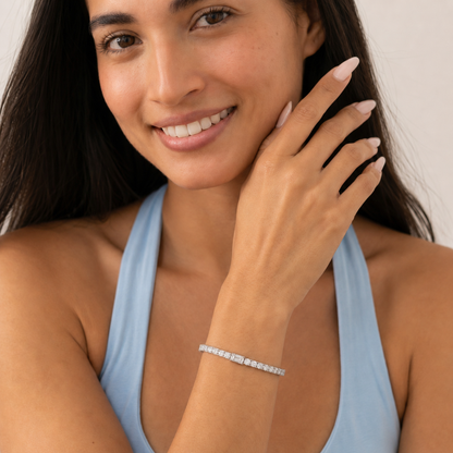 10Cttw Emerald Shaped Lab Grown Diamond (F/VS) East West Station Bracelet in 14K Gold