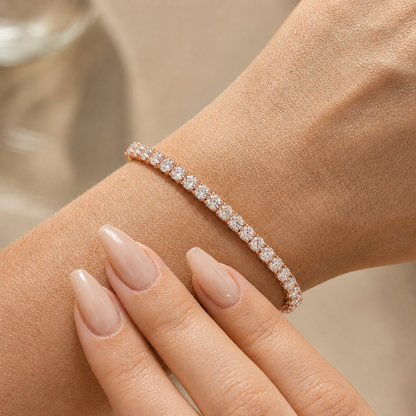Round Shaped Lab-Grown Diamond Tennis Bracelet in 14K Rose Gold