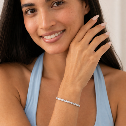 Round Shaped Lab Grown Diamond (F/VS) Classic Tennis Bracelet in 14K White Gold