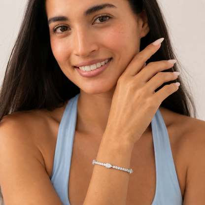 6Cttw Pear Shaped Lab Grown Diamond (F/VS) East West Station Bracelet in 14K Gold