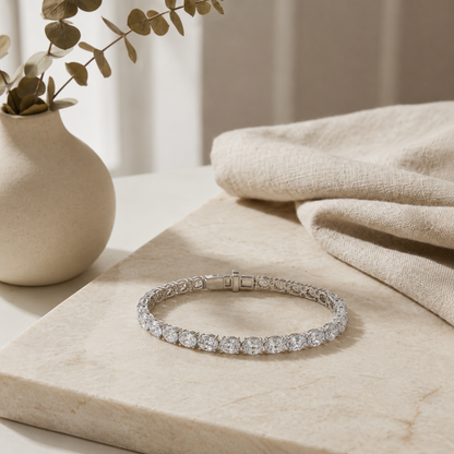 Oval (F/VS) Lab Grown Diamond Prong 14K White Gold Classic Line Tennis Bracelet