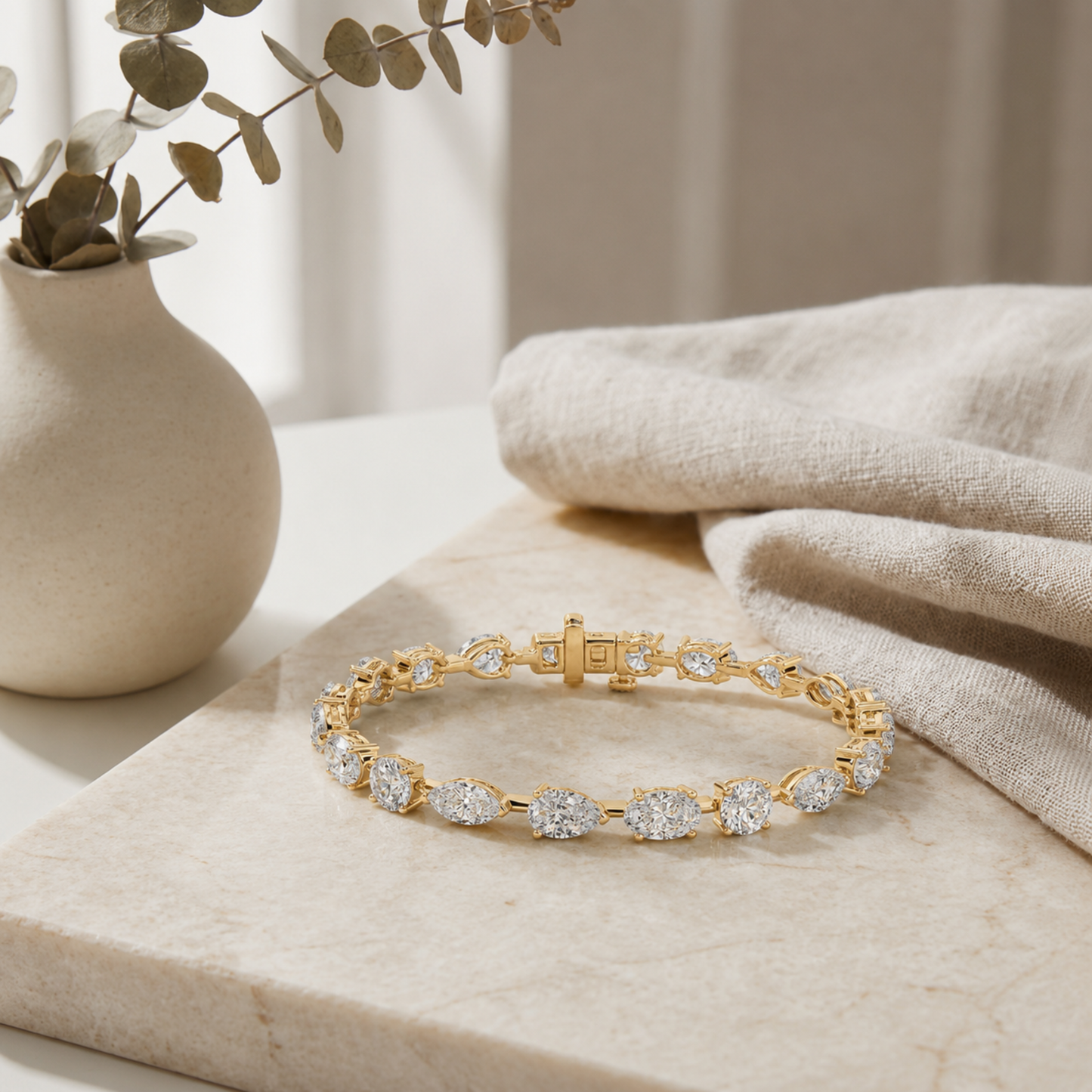 Mix Shaped Lab Grown Diamond (F/VS) Bracelet in 14K Gold
