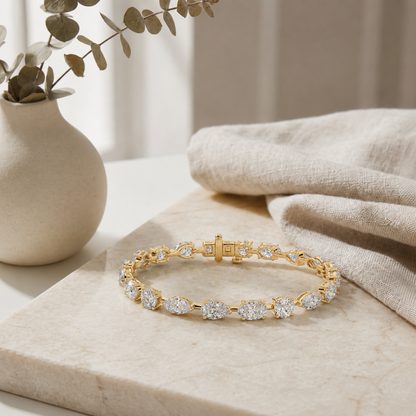 Mix Shaped Lab Grown Diamond (F/VS) Bracelet in 14K Gold