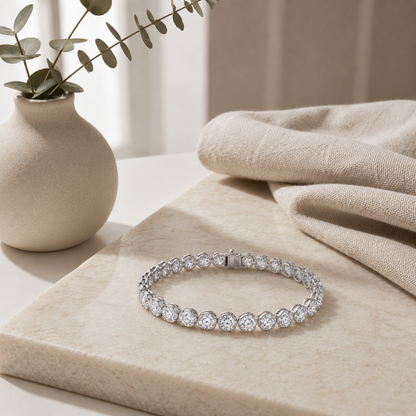 Round Shaped Lab Grown Diamond (F/VS) Bracelet in 14K Gold