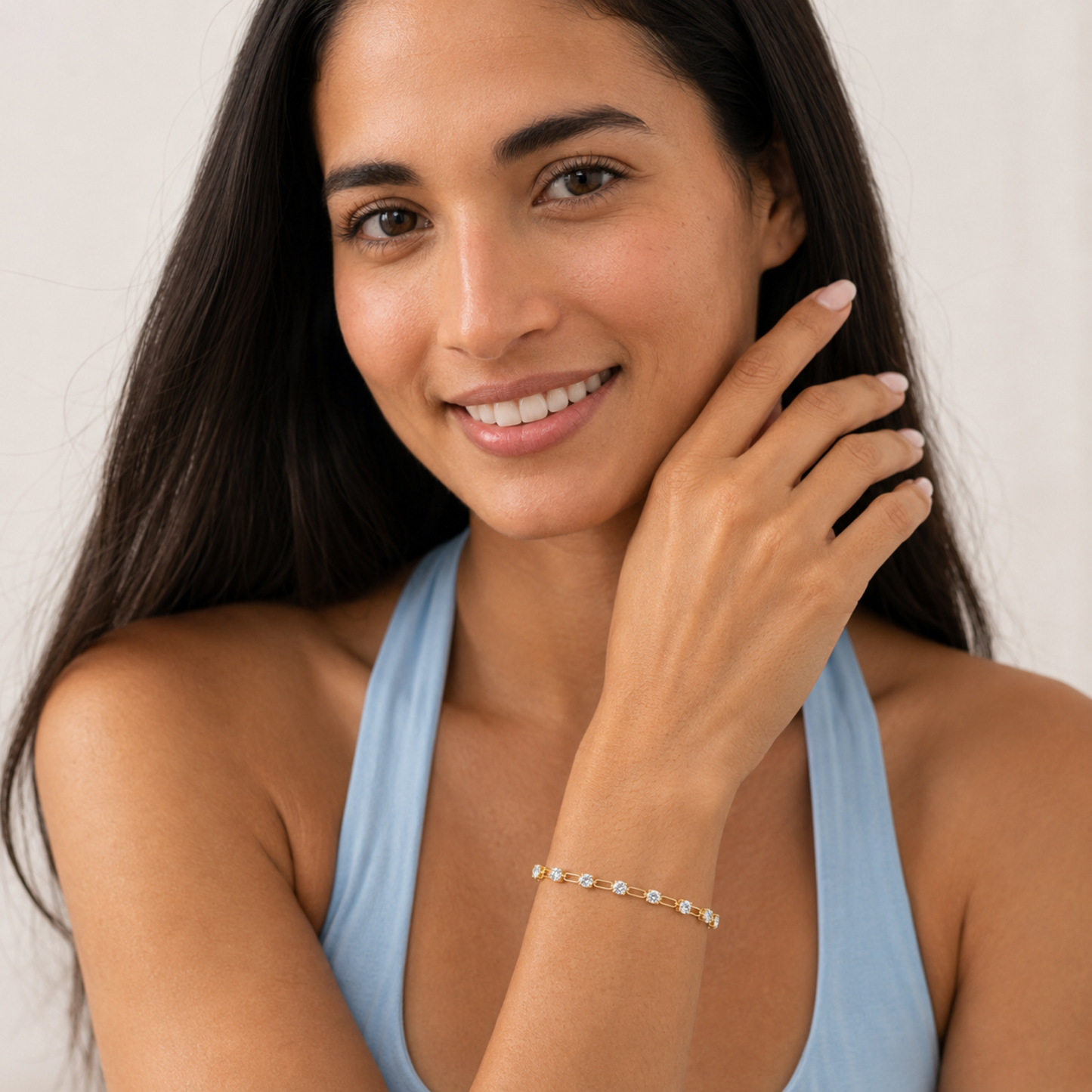 3Cttw Round Shaped Lab Grown Diamond (F/VS) Station Bracelet in 14K Gold
