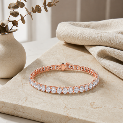 Oval Shaped Lab Diamond East West Line Bracelet in 14K Gold