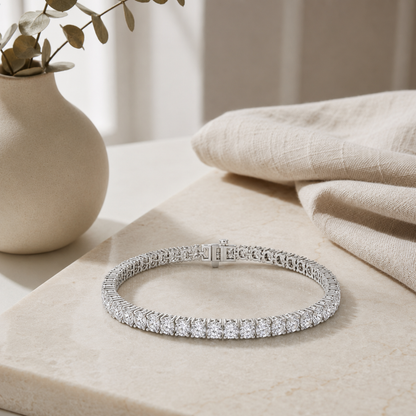Round Shaped Lab Grown Diamond Tennis Bracelet in 14K Gold (F/VS)