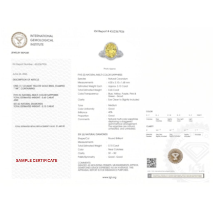 3Cttw Oval Shaped Yellow Lab Grown Diamond (F/VS) Three Stone Halo Engagement Ring in 14K Gold