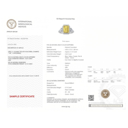 3Cttw Radiant Shaped Yellow Lab Grown Diamond (F/VS) Accented Three Stone Engagement Ring in 14K Gold