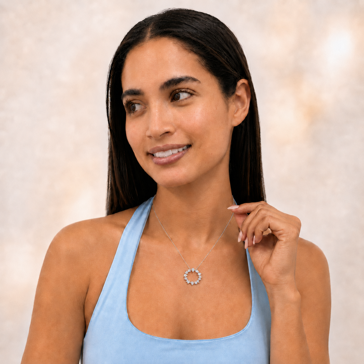 3.0 Ctw Multi-Shape (F/VS) Lab Grown Diamond Prong 14K White Gold Open Circle Pendant Necklace