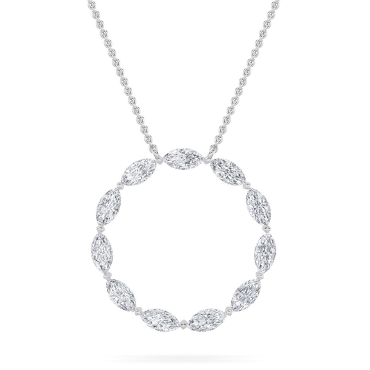 2.25 Ct Marquise (F/VS) Lab Grown Diamond Prong 14K White Gold Fancy Open Circle Pendant Necklace