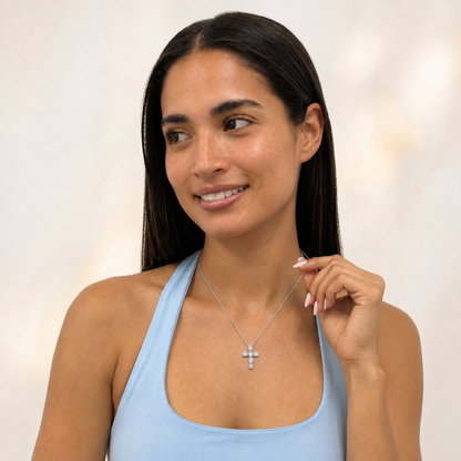3.0 Ct Emerald (F/VS) Lab Grown Diamond Prong 14K White Gold Fancy Halo Cross Pendant Necklace